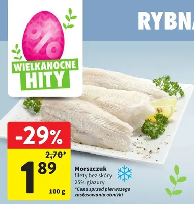 Morszczuk filety bez skóry 25% glazury promocja w Intermarche
