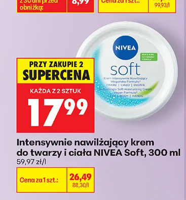 Intensywnie nawilżający krem do twarzy i ciała Nivea Soft promocja w Biedronka