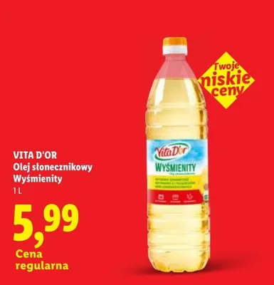 Olej słonecznikowy Wyśmienity Vita D'or promocja w Lidl