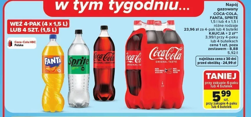 Napój gazowany Coca-Cola Zero Cukru promocja w Carrefour
