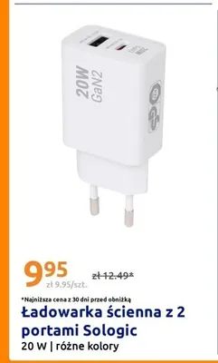 Ładowarka ścienna z 2 portami Sologic 20W promocja w Action