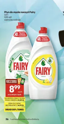 Płyn do mycia naczyń Fairy promocja w Delikatesy Centrum