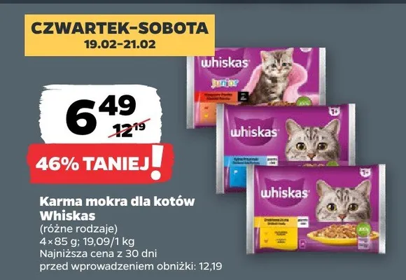 Karma mokra dla kotów, różne rodzaje promocja w Netto