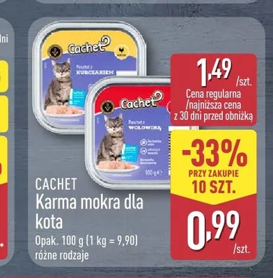 Karma mokra dla kota Cachet z kurczakiem promocja w Aldi