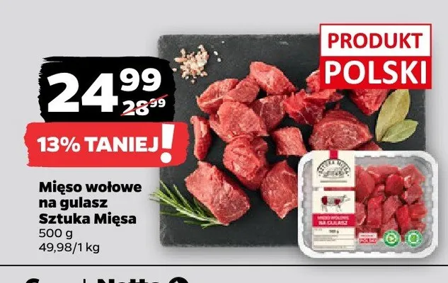 Mięso wołowe na gulasz promocja w Netto