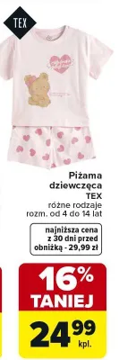 Piżama dziewczęca Tex różne rodzaje promocja w Carrefour