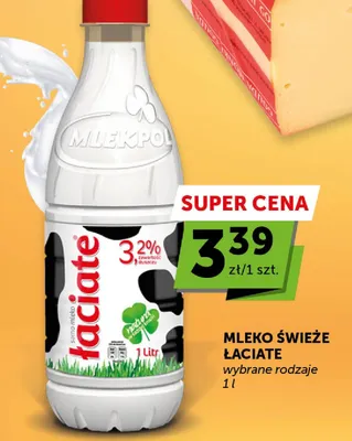 Mleko świeże łaciate wybrane rodzaje promocja w Euro Sklep