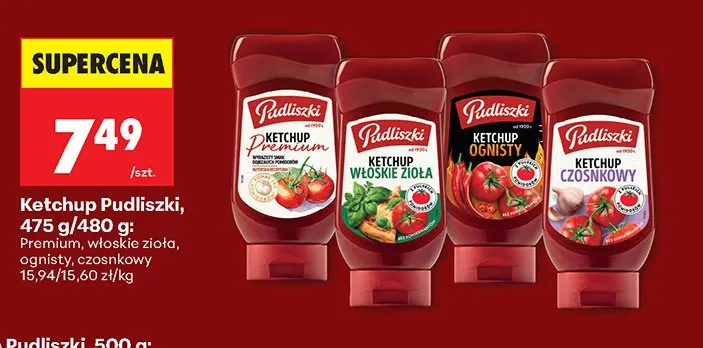 Ketchup Premium, włoskie zioła, ognisty, czosnkowy promocja w Biedronka