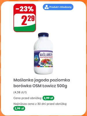 Maślanka jagoda poziomka borówka OSM Łowicz promocja w Dino