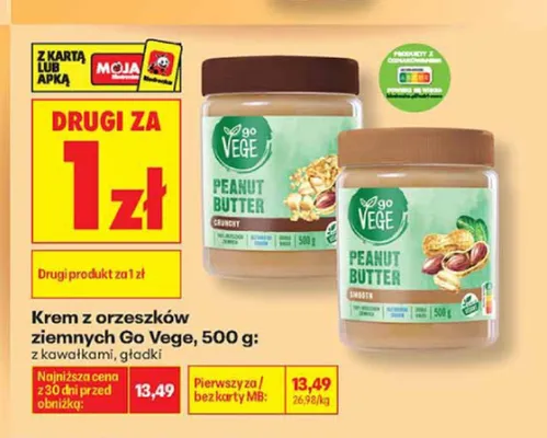 Krem z orzeszków ziemnych Go Vege gładki promocja w Biedronka