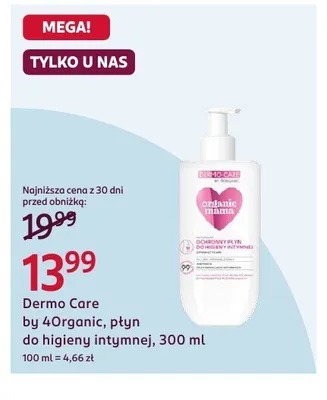 Płyn do higieny intymnej Dermo Care by 4organic promocja w Rossmann
