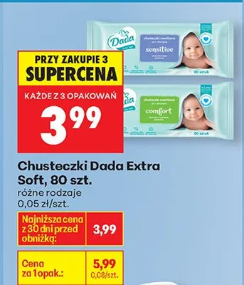 Chusteczki Extra Soft, różne rodzaje promocja w Biedronka