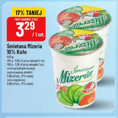 Śmietana Mizeria Koło 10% promocja w POLOmarket