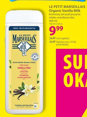 Kremowy żel pod prysznic mleko waniliowe bio LE PETIT MARSEILLAIS Organic Vanilla Milk promocja w Hebe