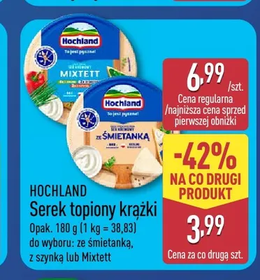 Serek topiony krążki ze śmietanką Hochland promocja w Aldi