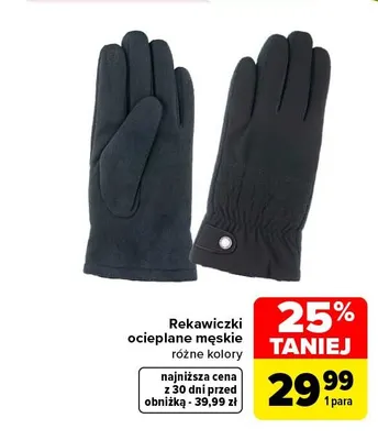 Rękawiczki ocieplane męskie promocja w Carrefour