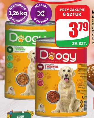 Mokra karma dla psa Doogy z drobiem promocja w Dino