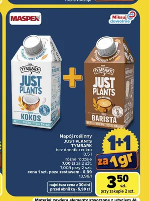 Napój roślinny Tymbark Just Plants Kokos promocja w Carrefour