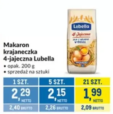 Makaron krajaneczka 4-jajeczna Lubella promocja w Makro