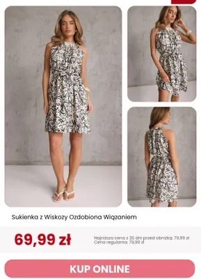 Sukienka z wiskozy ozdobiona wiązaniem Renee promocja w Renee