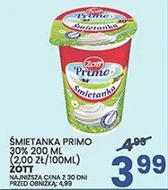 Śmietanka Primo Zott 30% promocja w Wafelek