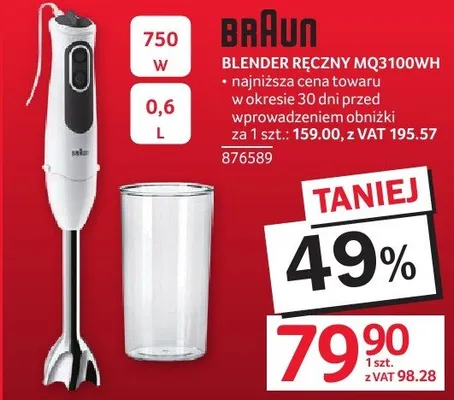 Blender ręczny Braun MQ3100WH promocja w Selgros