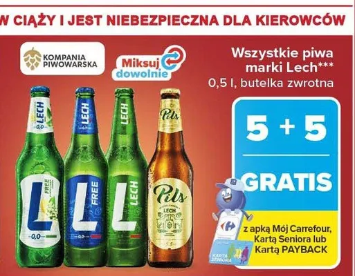 Piwo bezalkoholowe Lech Free promocja w Carrefour