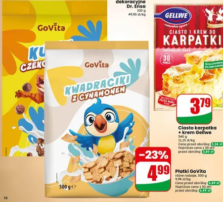 Płatki GoVita Kwadraciki z cynamonem promocja w Dino