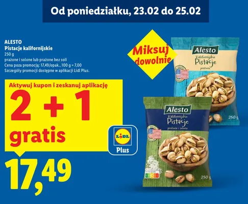Pistacje kalifornijskie prażone i solone promocja w Lidl