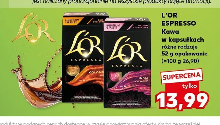 Kawa w kapsułkach L'Or Espresso India promocja w Kaufland