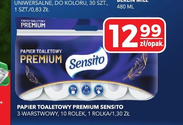 Papier toaletowy Premium Sensito 3-warstwowy promocja w Top Market