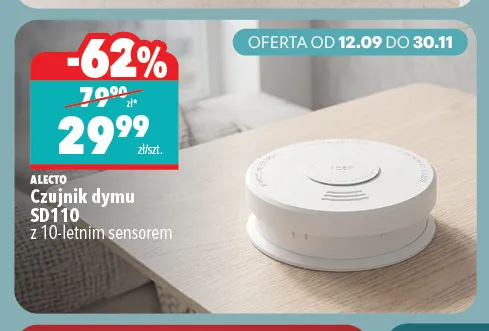 Czujnik dymu SD110 z 10-letnim sensorem Alecto promocja w Biedronka Home