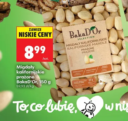 Migdały kalifornijskie prażone promocja w Biedronka