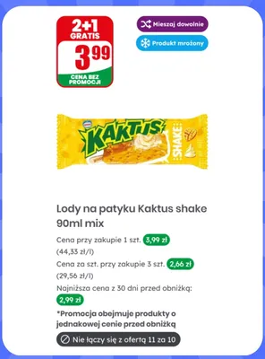 Lody na patyku Nestle Kaktus shake mix promocja w Dino