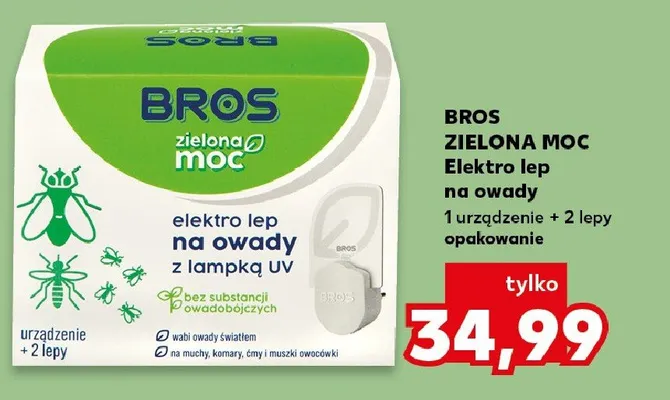 Elektro lep na owady BROS Zielona Moc 1 urządzenie + 2 lepy promocja w Kaufland