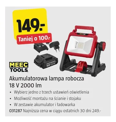 Akumulatorowa lampa robocza Meec Tools promocja w Jula