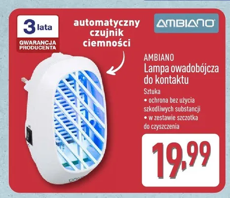 Lampa owadobójcza do kontaktu AMBIANO promocja w Aldi