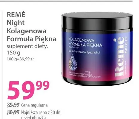 Suplement diety Night Kolagenowa Formuła Piękna Remé promocja w Hebe