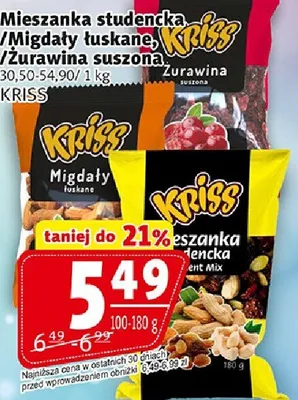 Mieszanka studencka/migdały tuskane/żurawina suszona promocja w Prim Market