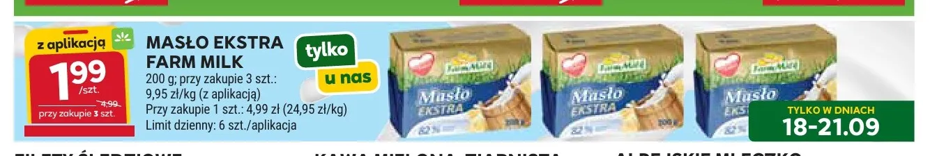 Masło ekstra Farm Milk promocja w Stokrotka