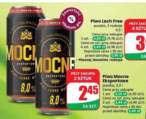 Piwo Mocne Eksportowe puszka promocja w Dino