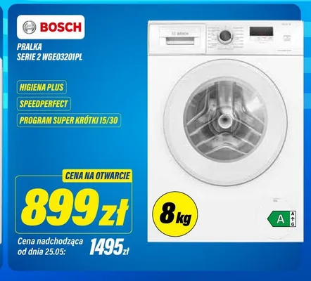 Pralka Bosch Serie 2 WGE03201PL higiena plus SpeedPerfect program super krótki 15/30 promocja w RTV EURO AGD