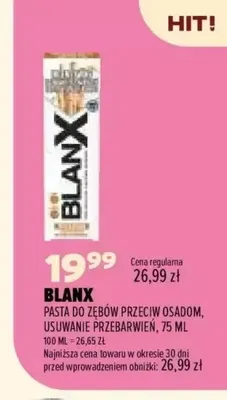 Pasta do zębów przeciw osadom usuwanie przebarwień Blanx promocja w Drogerie Natura