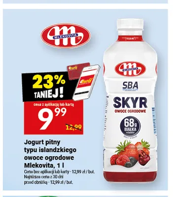 Jogurt pitny typu islandzkiego owoce ogrodowe Mlekovita promocja w Twój Market