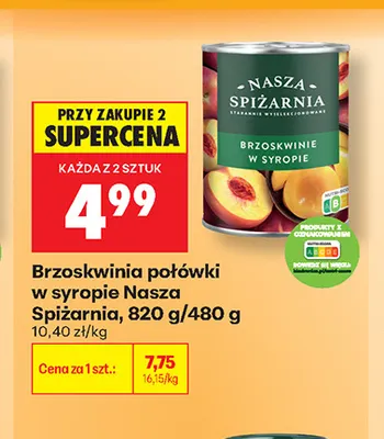 Brzoskwinia połówki w syropie Nasza Spiżarnia promocja w Biedronka