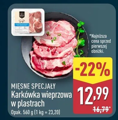 Karkówka wieprzowa w plastrach promocja w Aldi