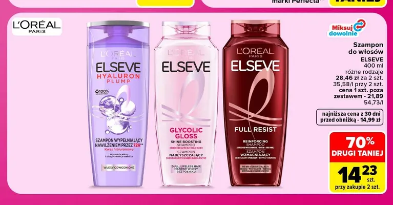 Szampon do włosów Elseve Glycolic Gloss promocja w Carrefour