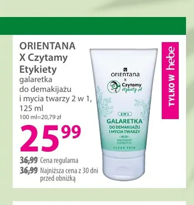 Galaretka do demakijażu i mycia twarzy 2 w 1 x Czytamy Etykiety Orientana promocja w Hebe