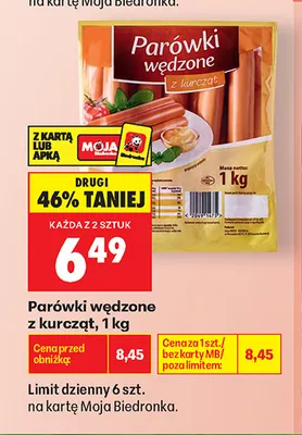 Parówki wędzone z kurcząt promocja w Biedronka