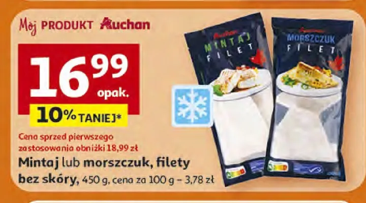 Mintaj lub morszczuk, filety bez skóry promocja w Auchan